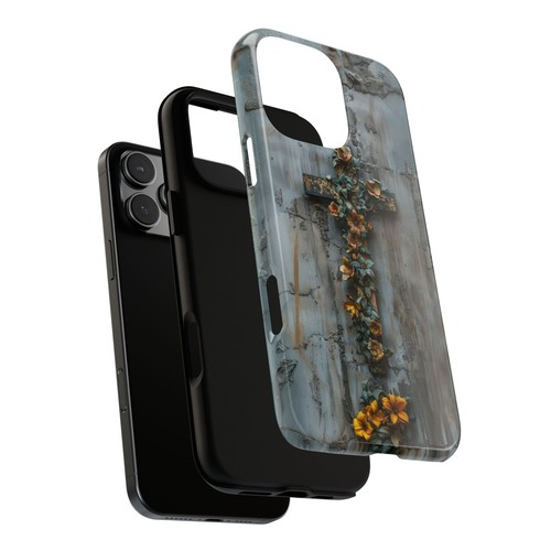 Cross Floral Vines Gray Phone Case for iPhone, Samsung Galaxy, Pixel - 第 11/240 張圖片