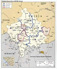 1999 Kosovo Peacekeeping Forces KFOR Sectors CIA Military Map Wall Poster Print