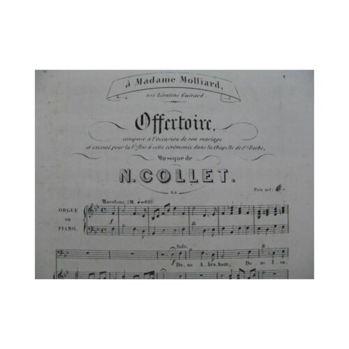 COLLET N. Offertoire Chant Piano ou Orgue XIXe - 第 1/3 張圖片