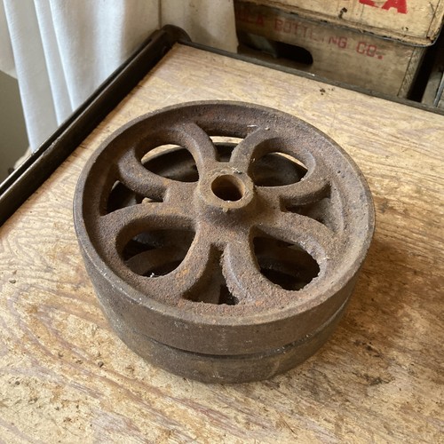 Set - 2 Antique 6” Cast Iron Wheels Industrial Cart Wagon Vintage Scale Hit Miss - 第 16/16 張圖片