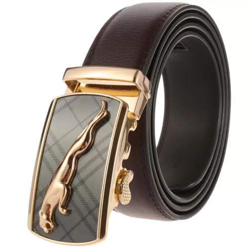 HJones Luxury Men's Cowskin Leather Belt Automatic Buckle Waist Strap Gift Jeans - Picture 6 of 8