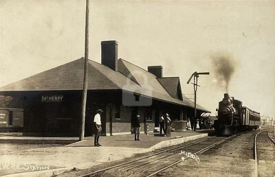 #ad McHenry IL Illinois Train Station Depot RPPC Photo Postcard COPY $4.95