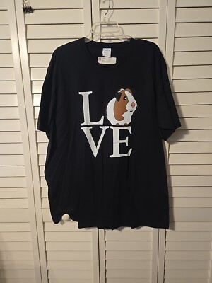 New Black Guinea Pig Love T-shirt 3XL Black