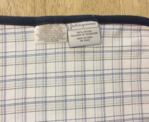 First Impressions Boys Blanket Puppy Dog Ball White Blue Edge Brown Plaid Back - Picture 6 of 8