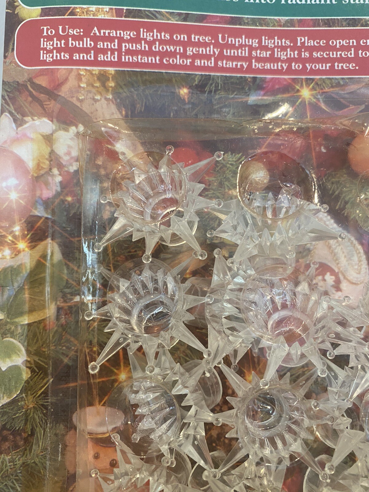 Vtg Christmas Star Light Covers Reflectors Clear New Old Stock Sealed