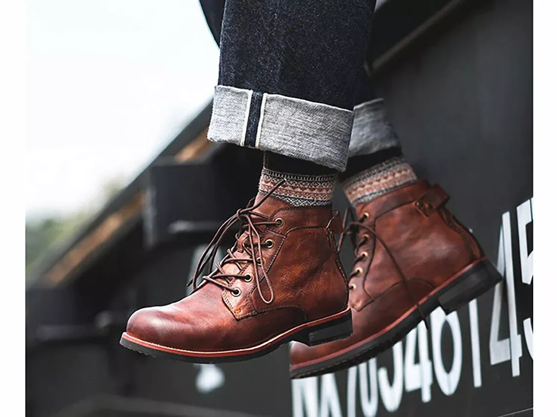 Stylish mens cheap leather boots