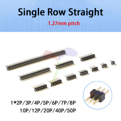 1.27mm Pitch Einreihige Männliche Stiftleiste Gerade Pin Header PCB 1*2P~1*50P