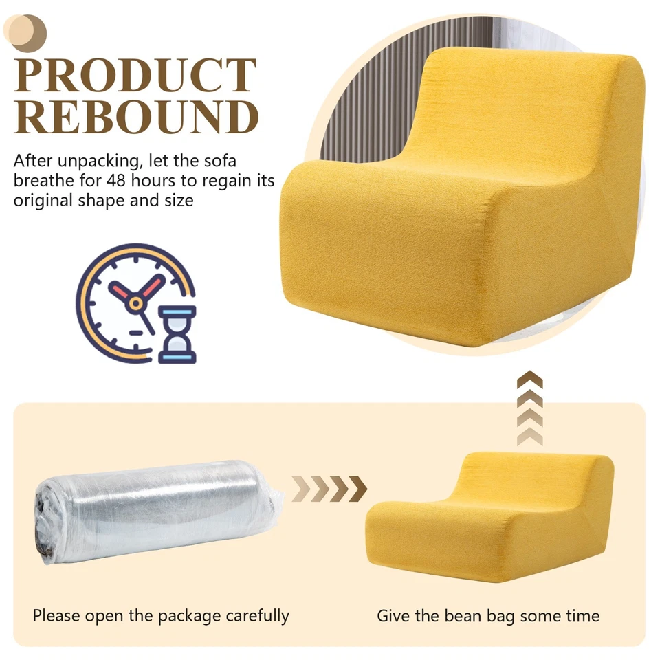 Sofá de espuma para un solo asiento, sofá de piso sin brazos, espuma de alta densidad de una pieza Foto 4 de 4