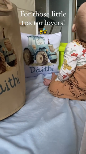Cesta de fieltro de juguete de tractor azul verde rojo personalizada bolsa de almacenamiento bañera niños bebé - Vídeo 1 de 1