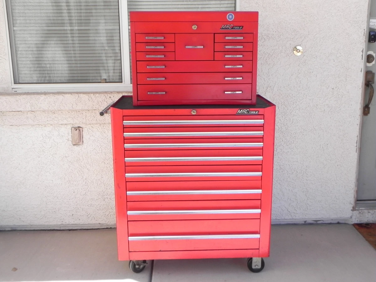 Vintage Mac MB9200 8 Drawer Roll Cab MB510 10 Drawer Flip Top Chest Red USA