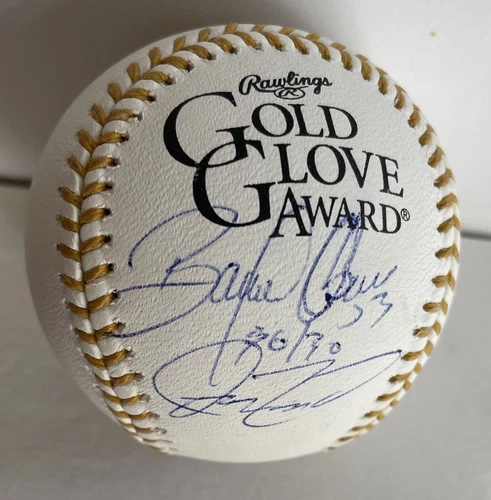 Bobby Abreau Signed Auto Gold Glove Baseball With Aaron Rowland - JSA & Beckett