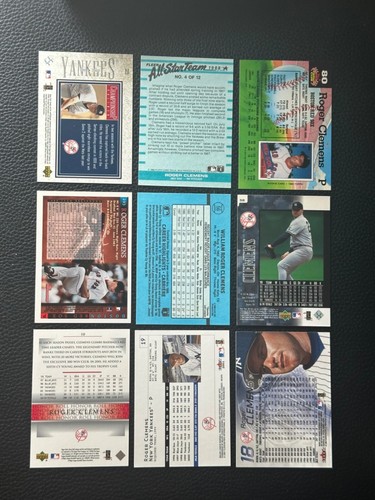 Roger Clemens 9 Card Lot Yankees Red Sox Fleer Upper Deck Leaf Topps - Picture 2 of 2