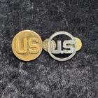 Lot of 2 World War II Period US Military Collar Brass WWII WW2 Collar Disks Pin