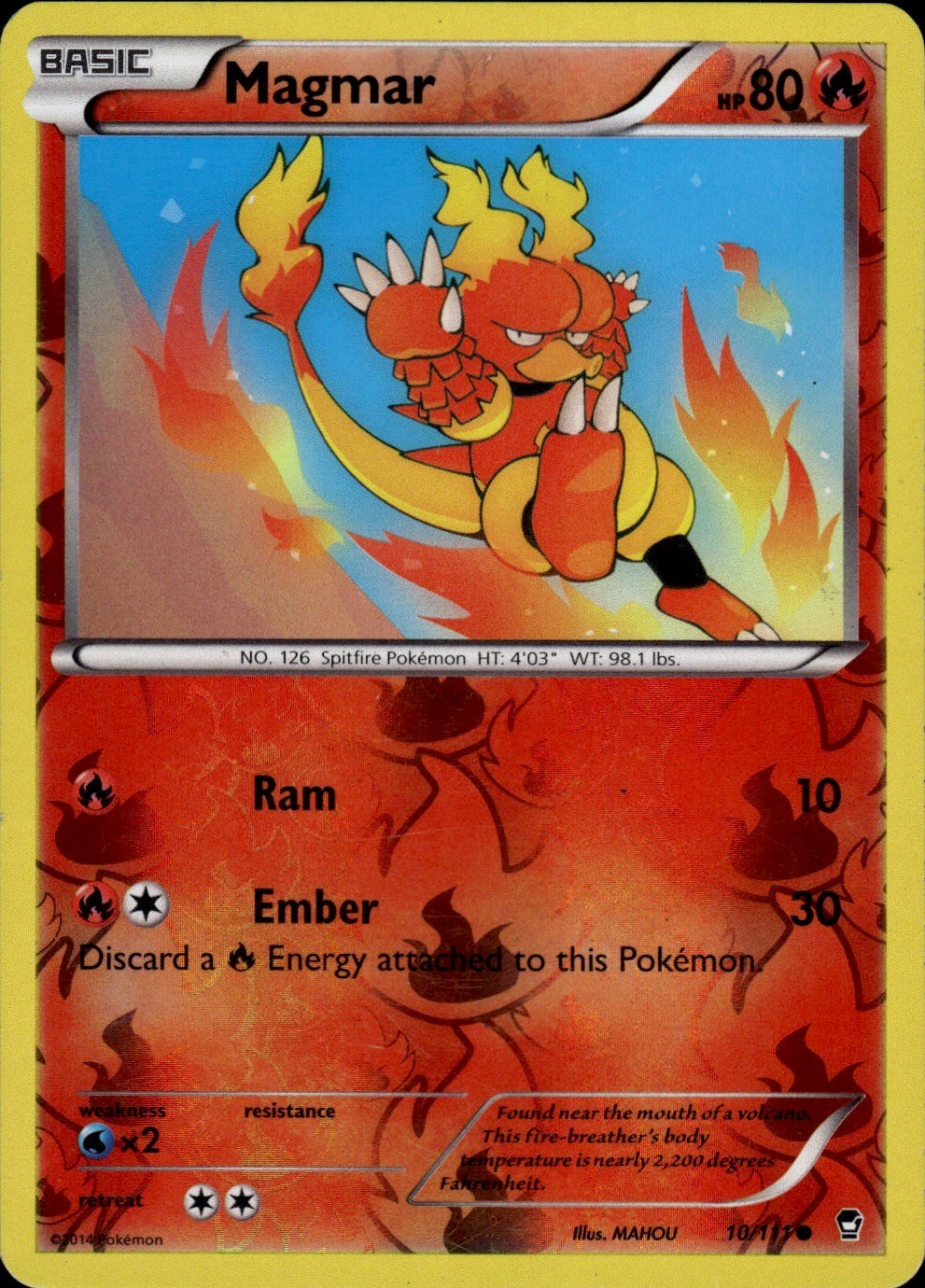 Magmar Reverse Holo XY - Furious Fists 10/111 NM Common