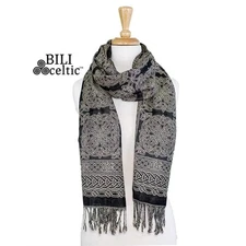 Noreen Celtic Knot Scarf- Black/Tan