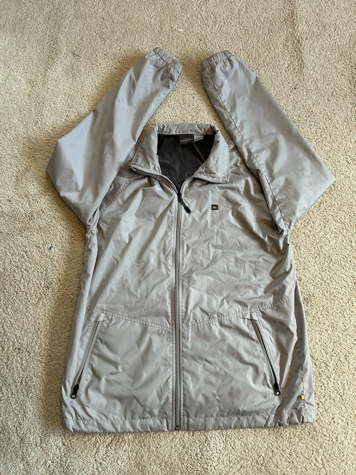 Quiksilver Waterman Jacket Men M Gray Windbreaker Full Zip Y2K Outdoor Surf