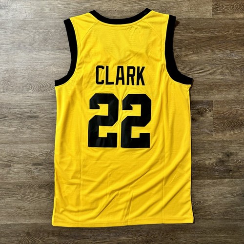 Maglia Caitlin Clark Iowa Occhio di Falco Giallo Cucito Taglia Uomo Small NCAA Nuova con etichette - Foto 3 di 4