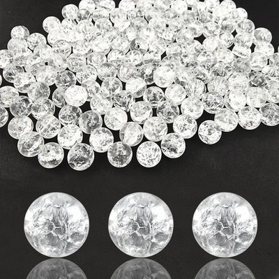 PAMIR TONG 400pcs 8mm Round Glass Beads for Bracelet 8mm, Crackle White