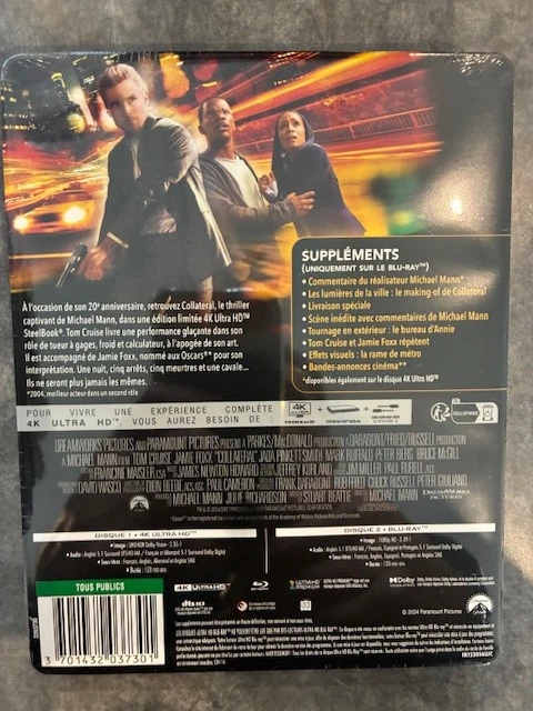 COLLATERAL / film en 4k ultra hd + blu-ray zone B ÉDITION STEELBOOK COLLECTOR - Photo 2/2