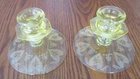 Pair of Fostoria Yellow Depression Glass Candlestick Candle Holders