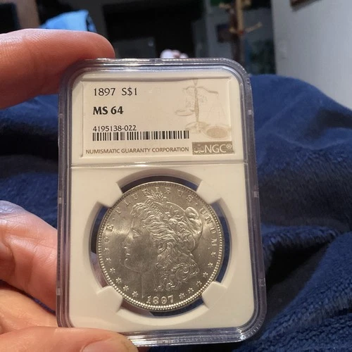 1897 Morgan Silver Dollar MS 64 NGC Philadelphia Mint Bright White
