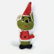 Vintage R. Dakin Dream Pets Christmas Mouse Santa Claus Green Felt Very Rare HTF