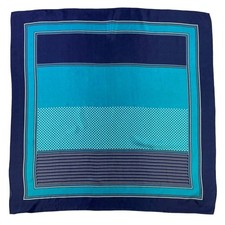 Vintage 100 Silk Square Scarf Made in Japan Navy Blue Teal Polka Dot 30x30