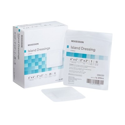 100 McKesson Adhesive Island Dressings Square 4 X 4 Polypropylene Rayon 16-89044