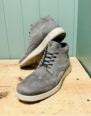 ECCO  Men's Gray Leather Ankle Chukka Boot Shoes Size 43 , US 9-9.5 Great Shape-