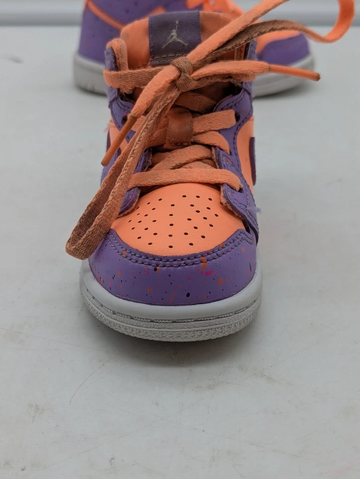 Nike Air Jordan 1 Mid SE TD AV5172-800 niño pequeño talla 6c naranja púrpura usado Foto 3 de 4