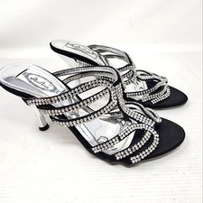 New Vintage 90's Italina Dress Shoes Rhinestones Slip on Weddings Party Size 8