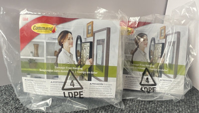 Command Damage-Free Hanging Strips White Plastic Wall Mounted 2 Packs-64 total