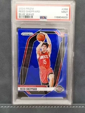 Reed Sheppard 2024-25 Panini Prizm Blue Wave Prizm Rookie RC /125 #268 PSA 9