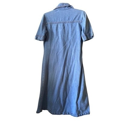 Vintage Sears Fashions Blue Denim Jean Button Down Midi Dress | eBay Vintage Sears Fashions Blue Denim Jean Button Down Midi Dress | eBay
