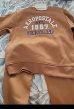 Boys Aeropostale 2pc Sweatsuit Size 7 BNWT Color Tan