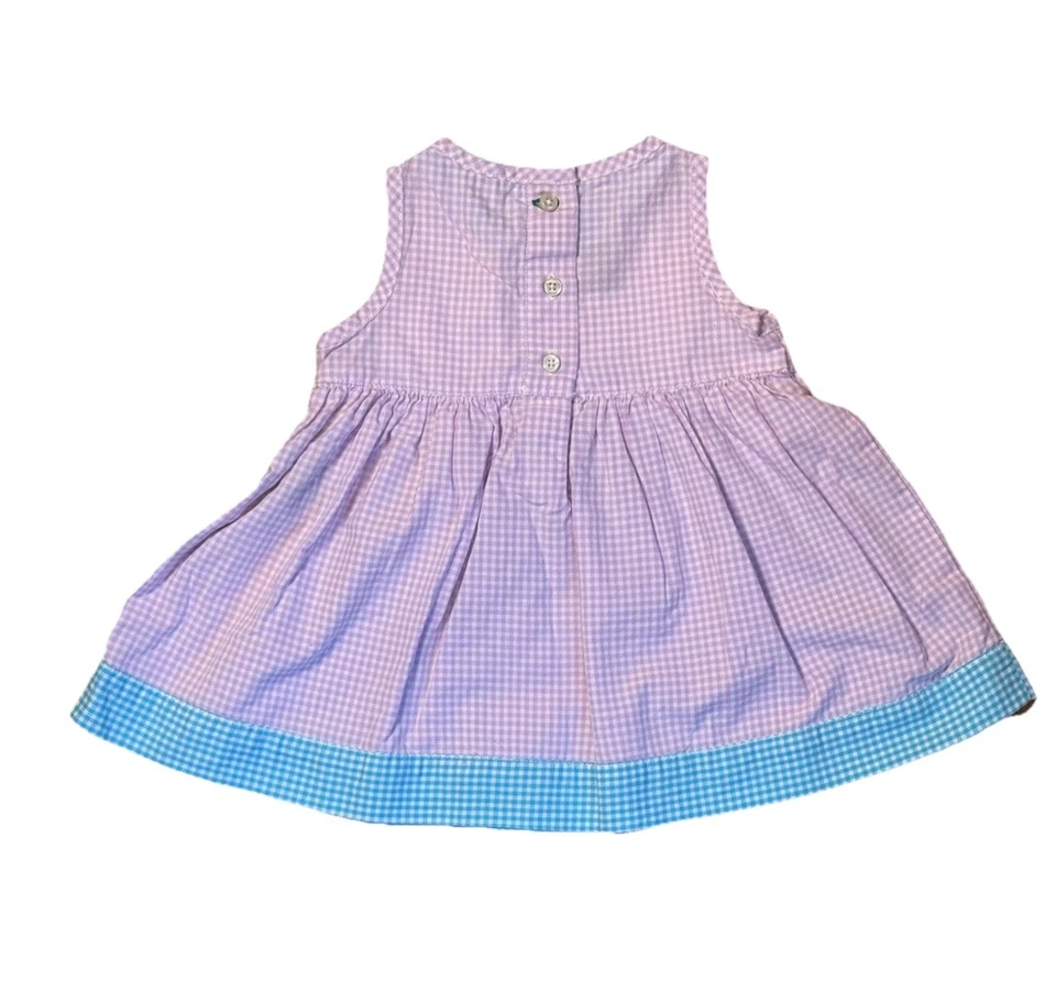 Vintage 2000 Tommy Hilfiger Baby Dress 3-6 Months Purple Gingham Plaid Y2K - Image 2 of 4