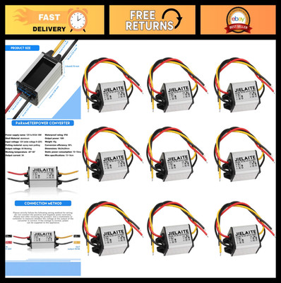 6 Pcs Waterproof 12V to 6V Buck Converter Voltage Regulator, Adjustable Power Su