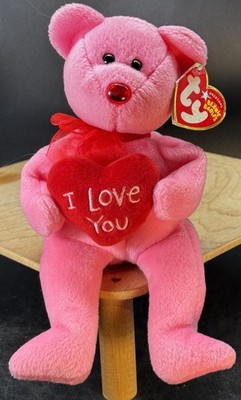 Ty Beanie Babies Adore Valentine I Love You Heart Pink Bear 2004 Vintage