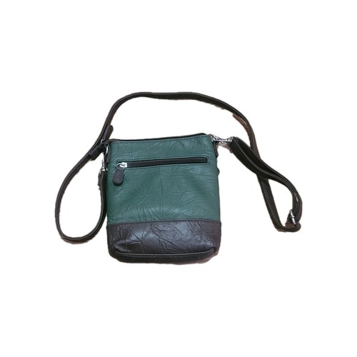 Stone & Co Green and Brown Leather Textured Zip Purse Crossbody Handbag Nice! - Picture 3 of 12
