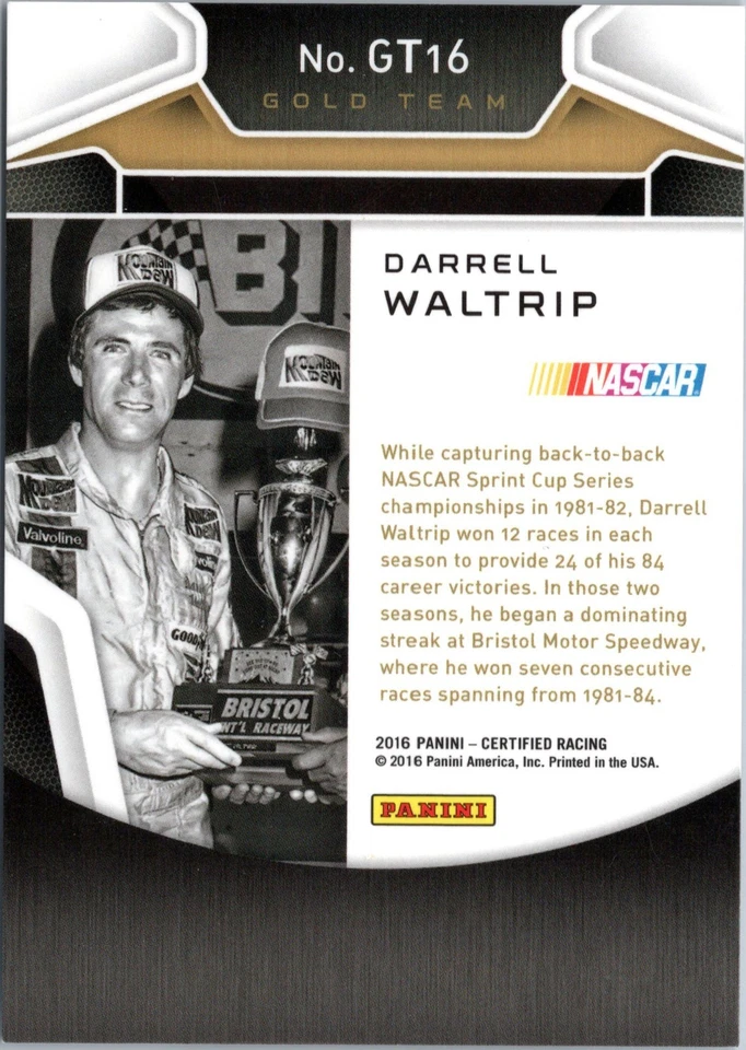 2016 Certified Darrell Waltrip 173/199 Gold Teams Insert Silver Foil #GT16 L👀k! - Image 2 of 2