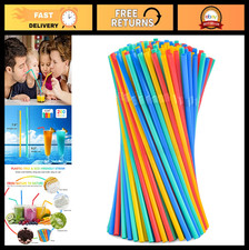 100 PCS Eco-Friendly Compostable Drinking Straws - Colorful, Flexible, Biodegrad