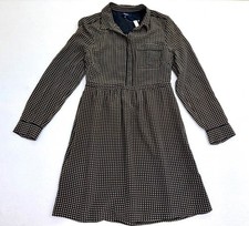 NWT Madewell Mini Houndstooth Silk Shirtdress Long Sleeve Button Down – Size 10