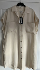 M&S AUTOGRAPH LADIES LIGHT CREAM TENCEL RICH SHORT SHIRT DRESS SIZE 18 BNWT