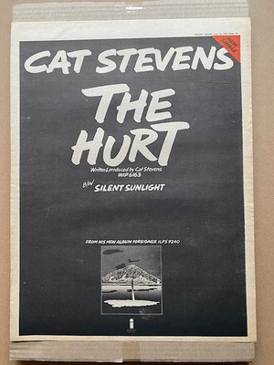 CAT STEVENS THE HURT POSTER SIZED original music press advert from 1973 - printe