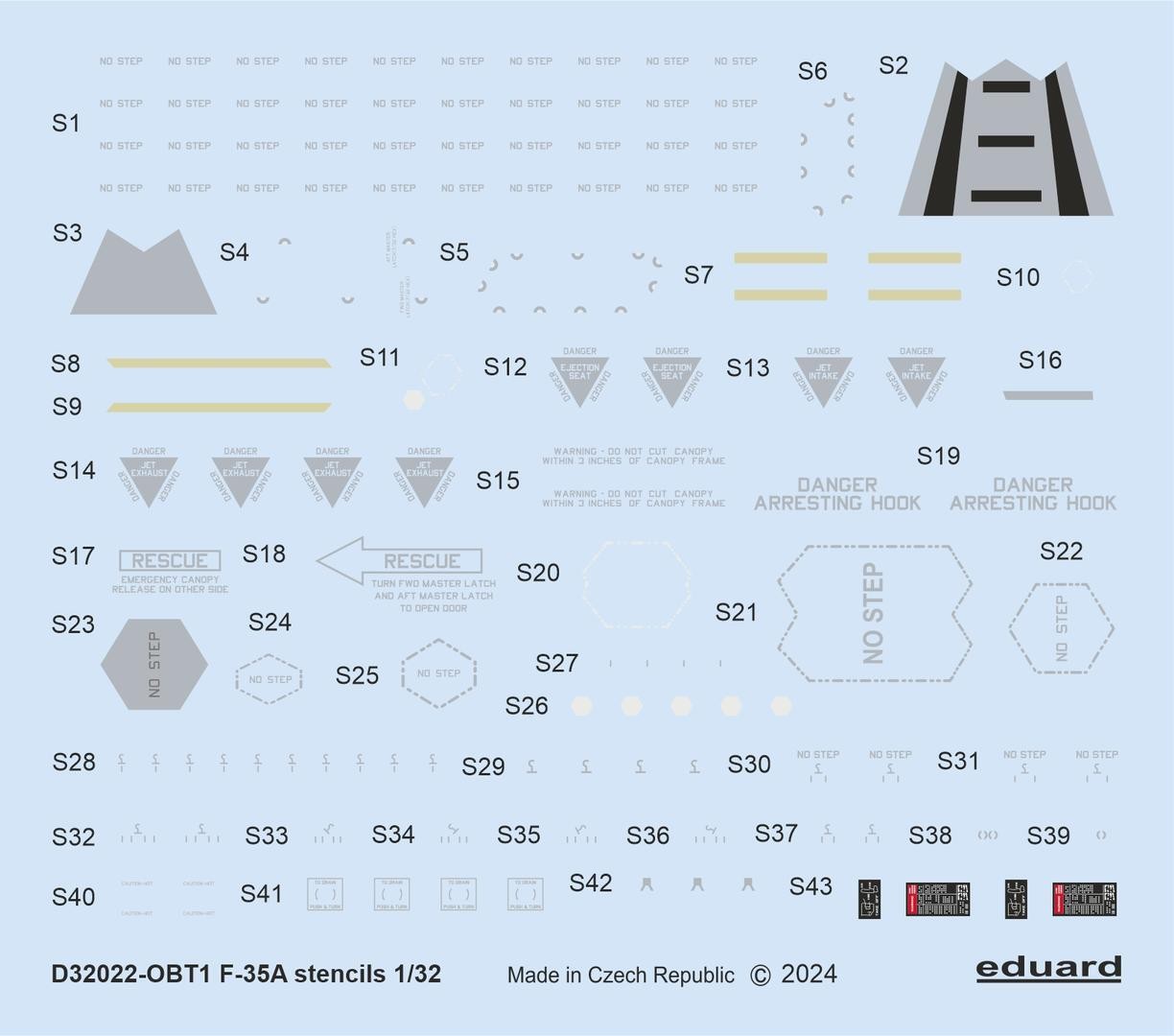 Eduard D32022 1:32 F-35A stencils