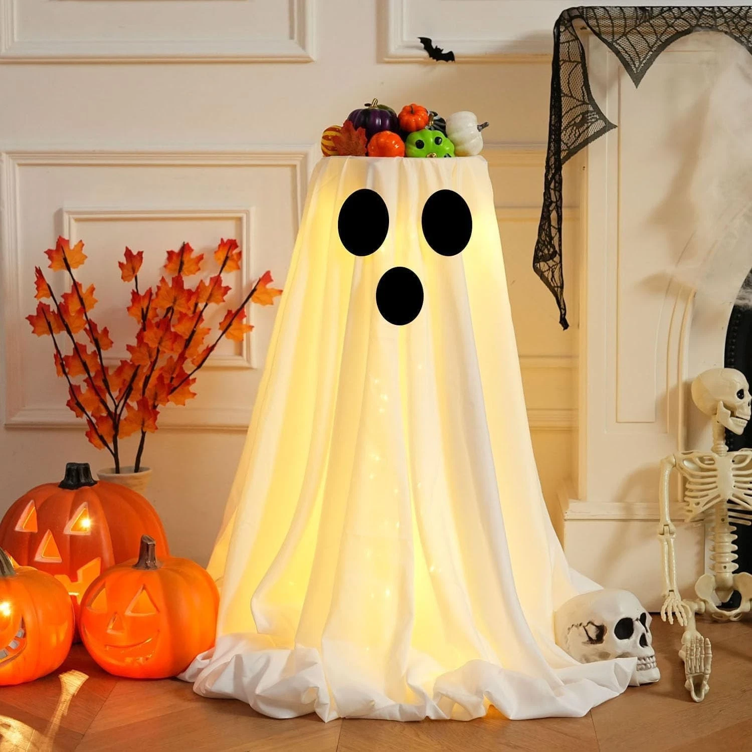 (Timer)Halloween Ghost Decorations Indoor - Lit Ghost Candy Bowl Decorations
