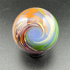 Contemporary Handmade Art Glass Marble 1.01" Decorated Surface MIB, Multicolor