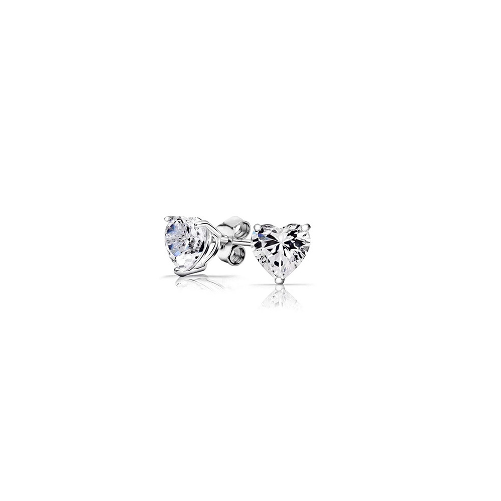 925 Sterling Silver Heart Shaped Stud Earrings Cubic Zirconia Solid Jewelry New