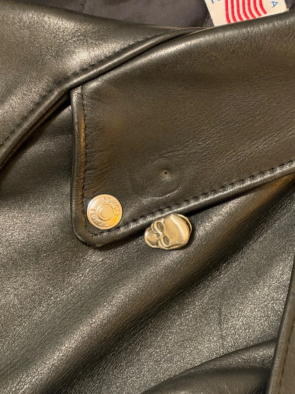 Schott Perfecto 618 Leather Motorcycle Jacket Men Size 42 Black Steerhide MIUSA - product detail image 9