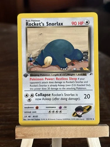 Pokémon Rocket's Snorlax 33/132 Gym Heroes Rare 90 HP 1st Edition Regular Engli…